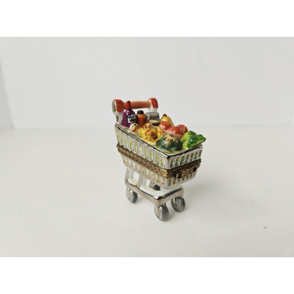 Elda Creation trinket box shopping grocery cart Limoges France